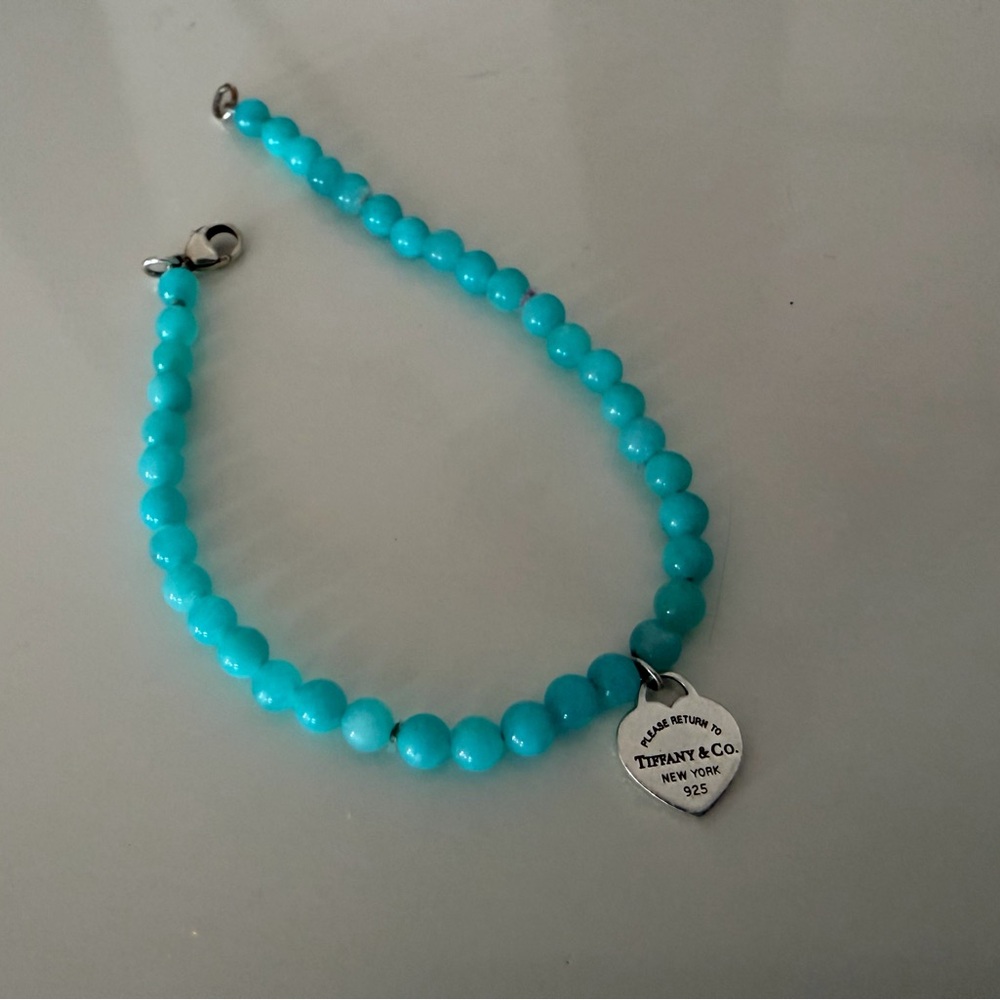 Tiffany & Co. Turquoise Bead bracelet  with Silver Heart